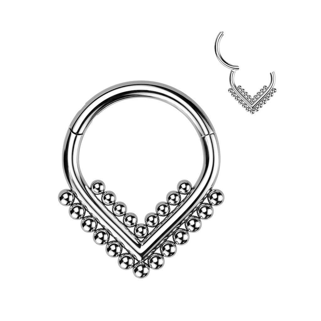 Implant Grade Titanium Hinged Segment Hoop Ring With Double Beaded Balls